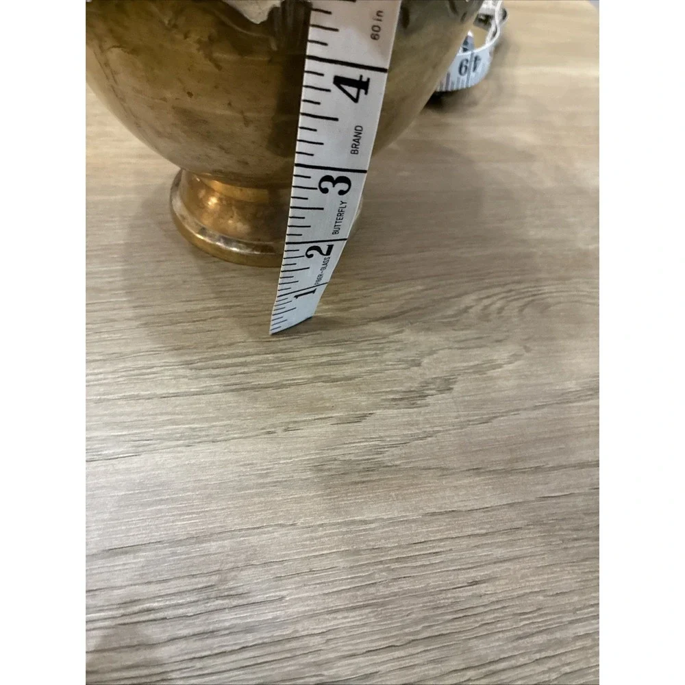 Solid Brass Bowl Scalloped Rim Pedestal Base VTG 6